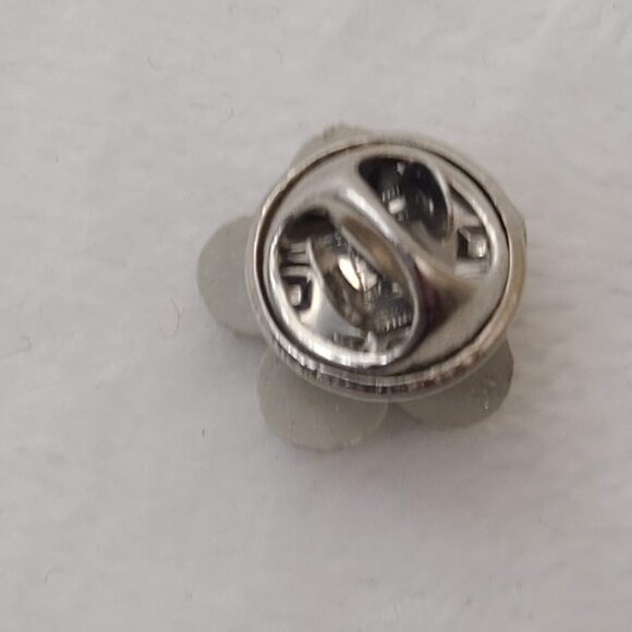 Vintage Black Enamel Flower Pin Silver Tone Lapel Brooch - Picture 3 of 5